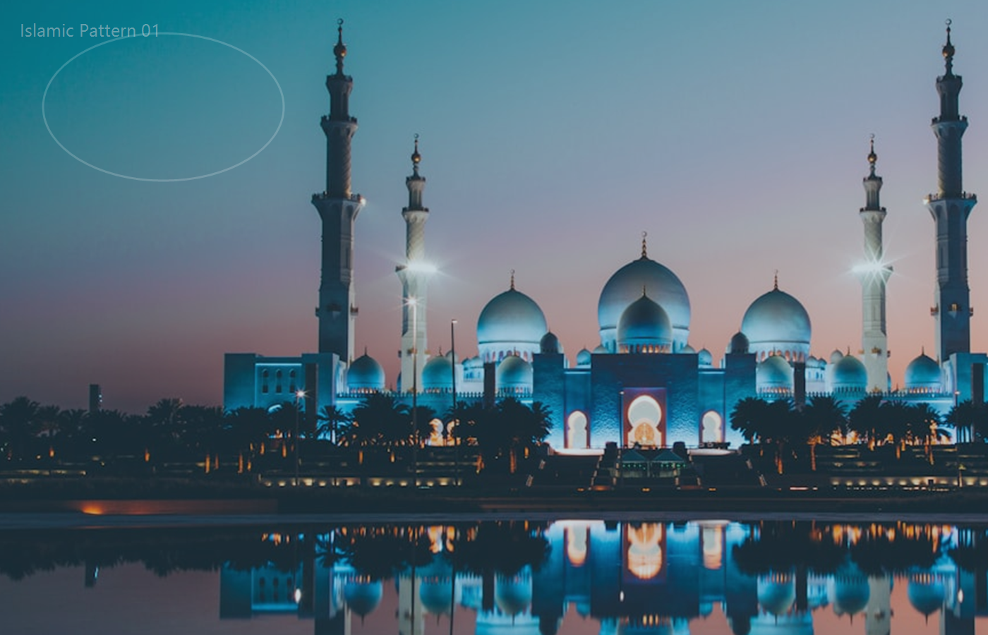 Peaceful mosque at sunset with serene atmosphere